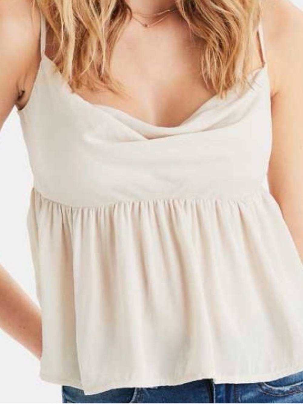 American Eagle Outfitters Cream Cowl Neck Spaghetti Strap Cami